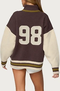 Edikted 98 Varsity Zip Up Sweater