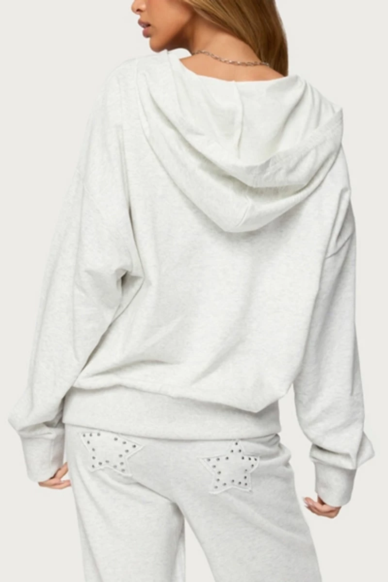 Edikted Briela Star Studded Zip Up Hoodie