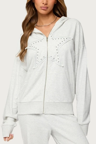 Edikted Briela Star Studded Zip Up Hoodie