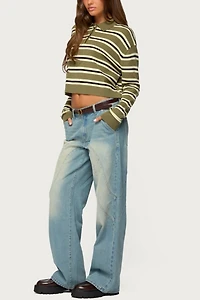 Edikted Shelby Striped Polo Sweater