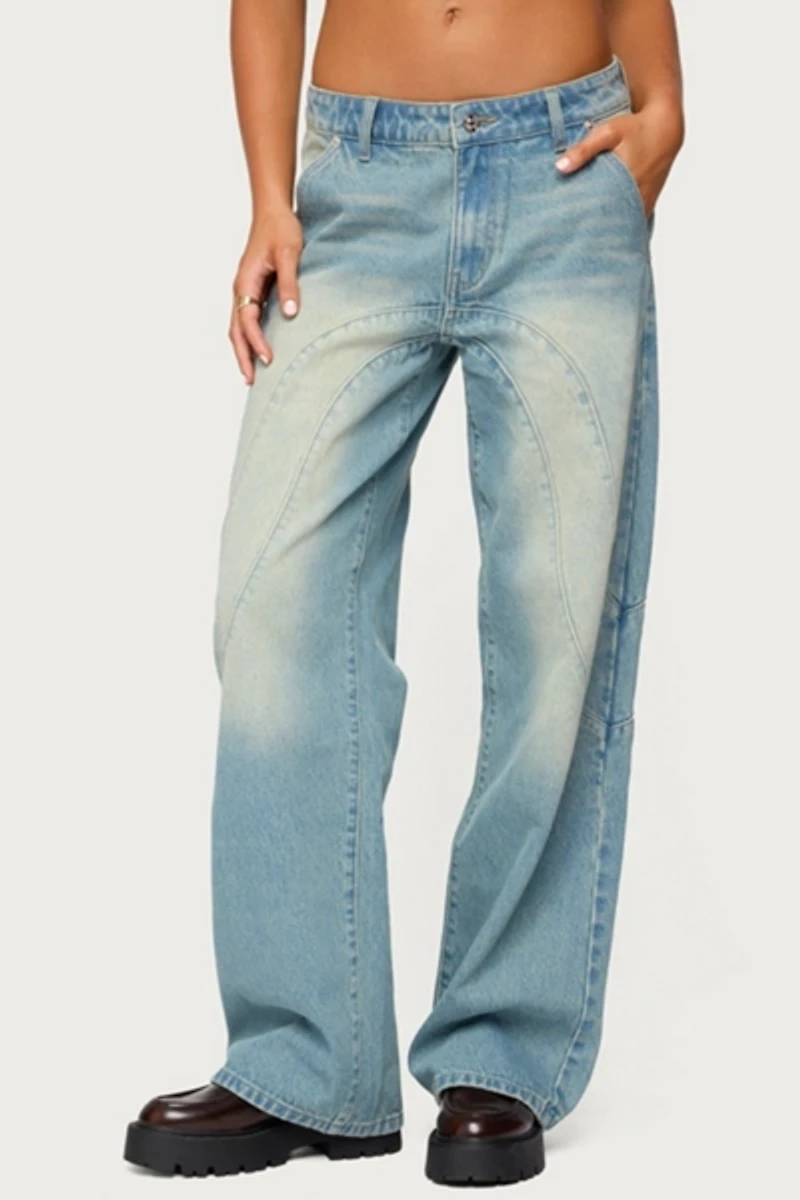 Edikted Kiria Stitched Low Rise Baggy Jeans