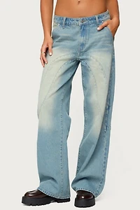 Edikted Kiria Stitched Low Rise Baggy Jeans