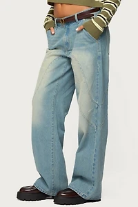 Edikted Kiria Stitched Low Rise Baggy Jeans
