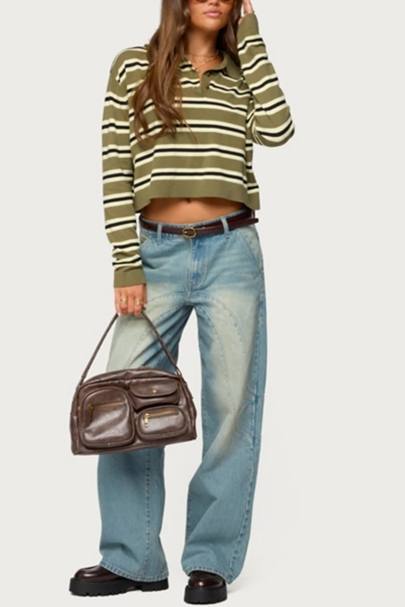 Edikted Kiria Stitched Low Rise Baggy Jeans