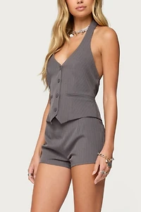 Edikted Riya Pinstripe Tailored Micro Shorts