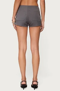 Edikted Riya Pinstripe Tailored Micro Shorts