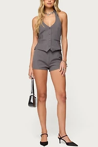 Edikted Riya Pinstripe Tailored Micro Shorts