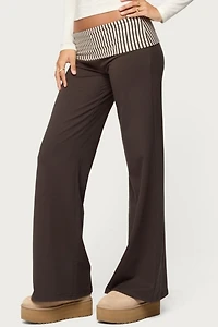 Edikted Meshey Striped Fold Over Pants