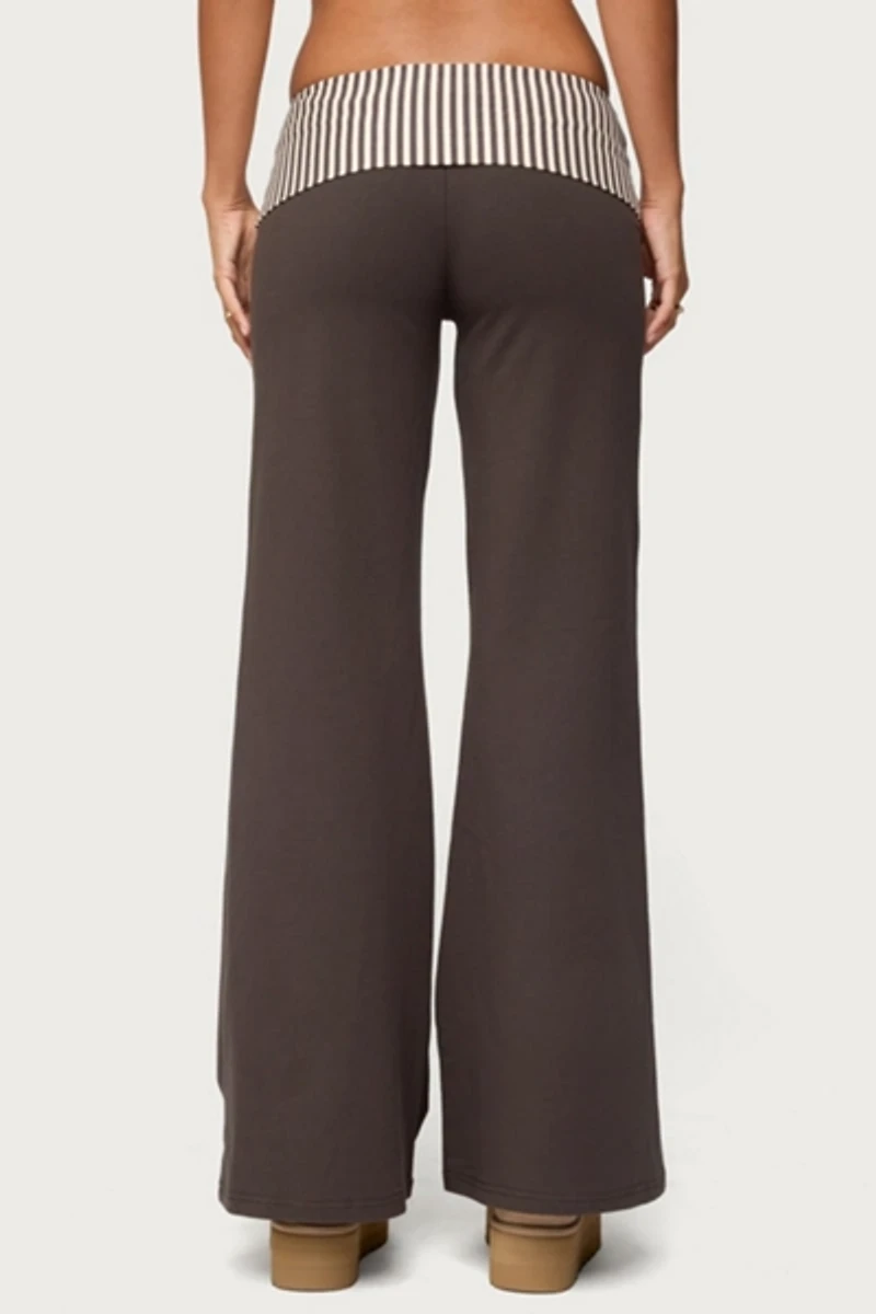 Edikted Meshey Striped Fold Over Pants