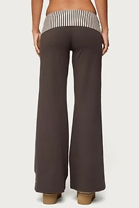 Edikted Meshey Striped Fold Over Pants