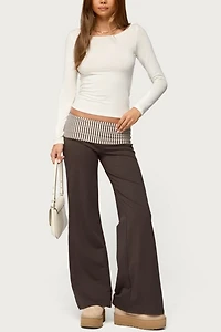 Edikted Meshey Striped Fold Over Pants