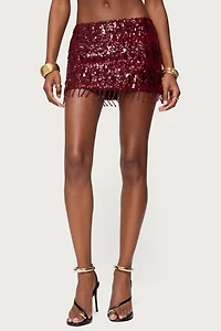 Edikted Dalis Fringed Sequin Mini Skirt