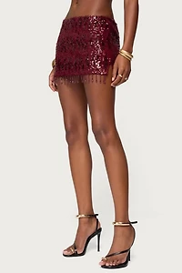 Edikted Dalis Fringed Sequin Mini Skirt