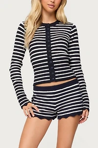 Edikted Soren Contrast Striped Knit Shorts
