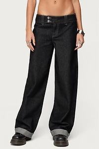 Edikted Cuffed Low Rise Straight Leg Jeans