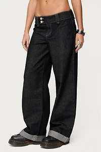 Edikted Cuffed Low Rise Straight Leg Jeans
