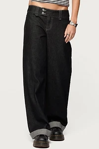 Edikted Cuffed Low Rise Straight Leg Jeans