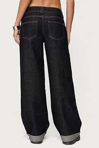 Edikted Cuffed Low Rise Straight Leg Jeans