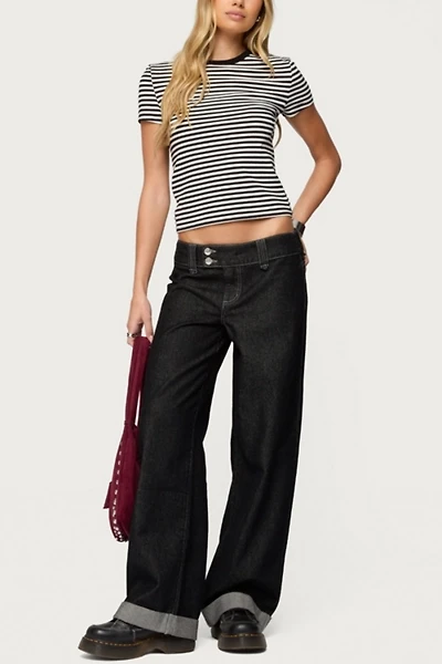 Edikted Cuffed Low Rise Straight Leg Jeans