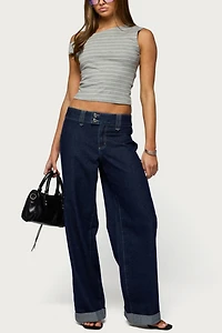 Edikted Cuffed Low Rise Straight Leg Jean