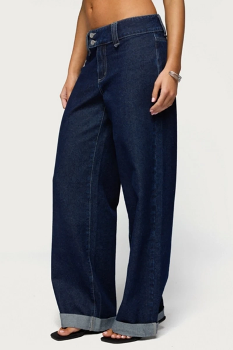 Edikted Cuffed Low Rise Straight Leg Jean