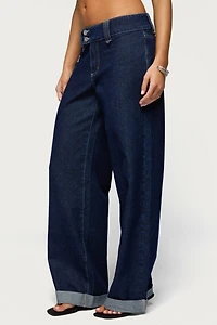 Edikted Cuffed Low Rise Straight Leg Jean