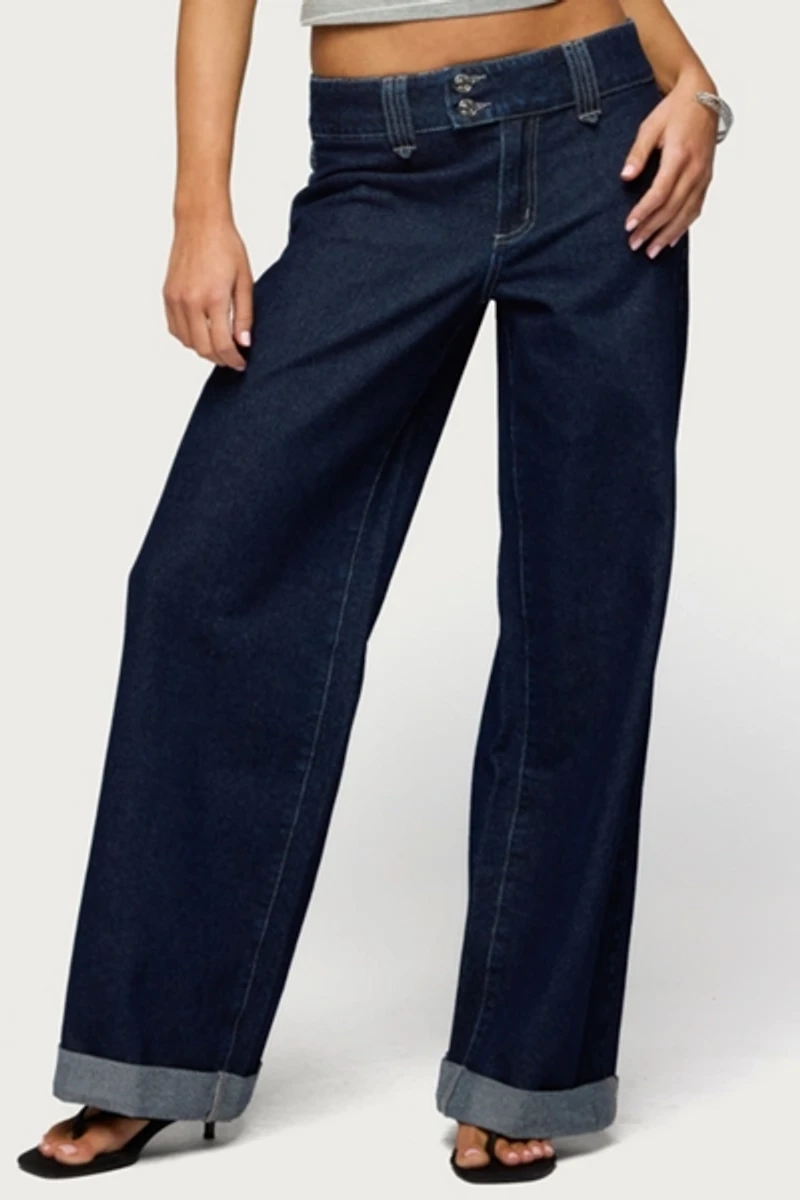 Edikted Cuffed Low Rise Straight Leg Jean