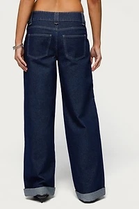 Edikted Cuffed Low Rise Straight Leg Jean