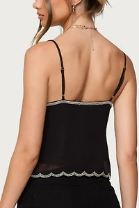 Edikted Opal Bead & Sequin Chiffon Tank Top