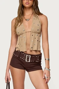 Edikted Studded Backless Split Front Top