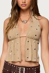 Edikted Studded Backless Split Front Top