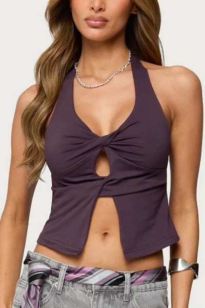 Edikted Prima Twisted Split Front Halter Top