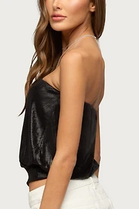 Edikted Leira Silky Sparkly Strapless Top