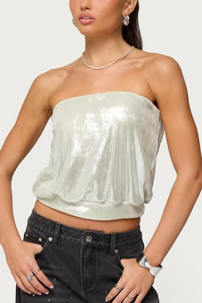 Edikted Leira Silky Sparkly Strapless Top