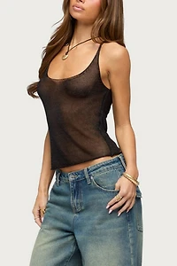 Edikted Meena Shiny Knit Tank Top