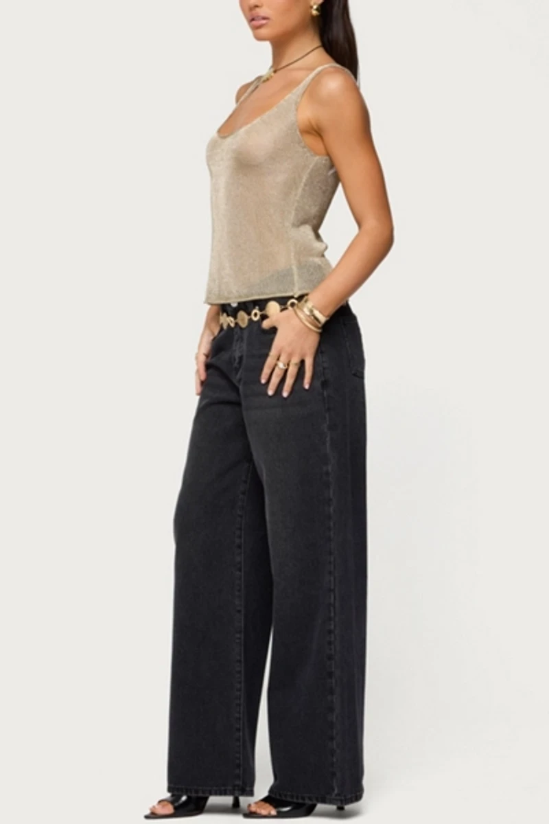 Edikted Meena Shiny Knit Tank Top