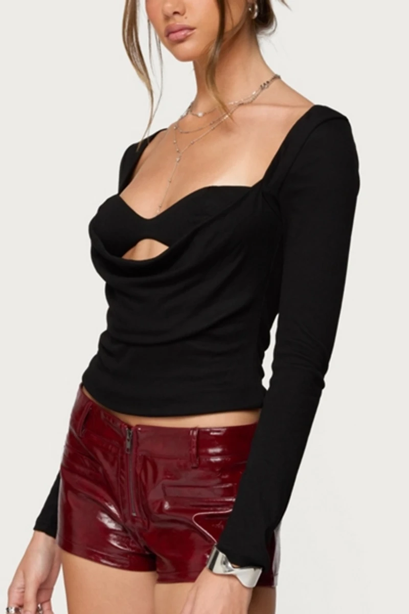 Edikted Oaklyn Layered Bra Cowl Neck Top
