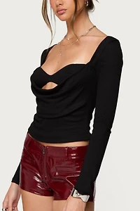 Edikted Oaklyn Layered Bra Cowl Neck Top