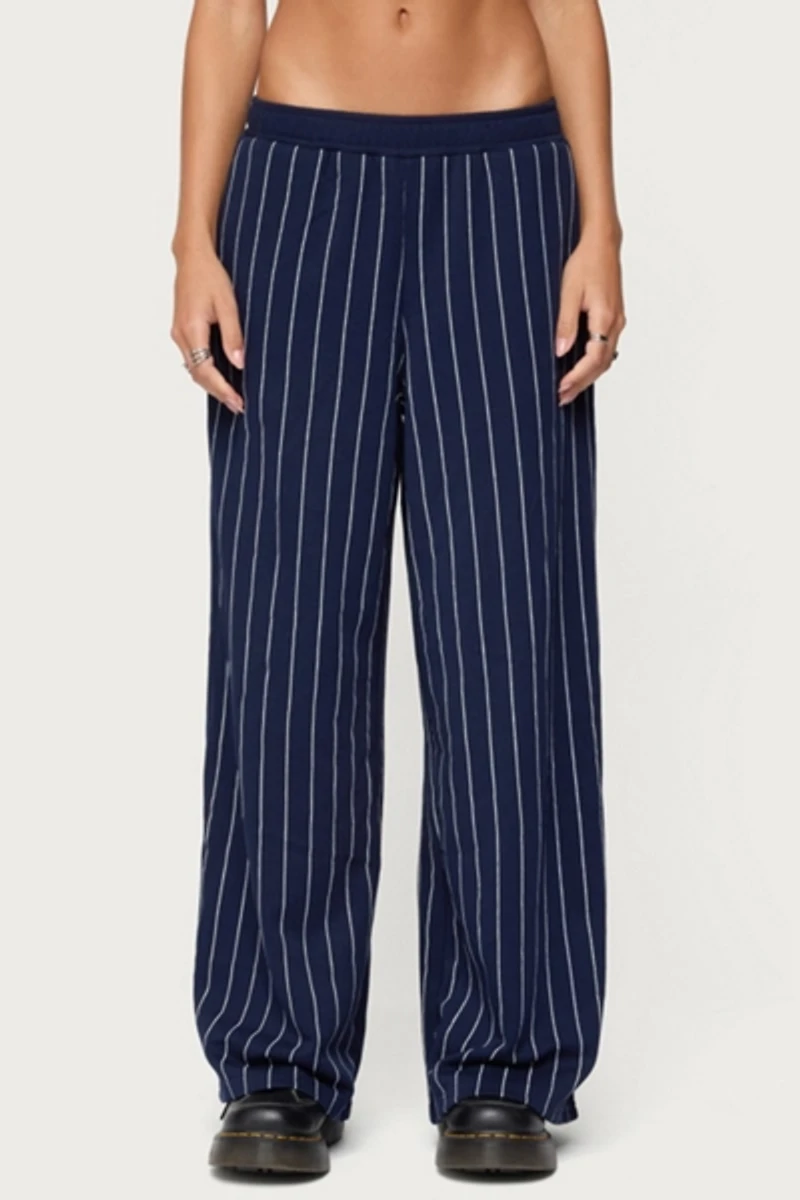 Edikted Mercer Pinstripe Wide Leg Sweatpants