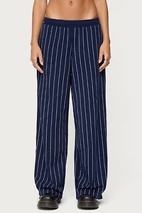 Edikted Mercer Pinstripe Wide Leg Sweatpants