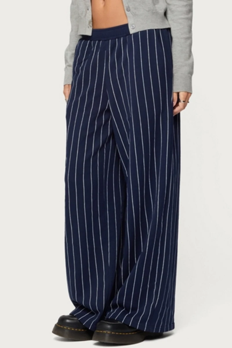 Edikted Mercer Pinstripe Wide Leg Sweatpants