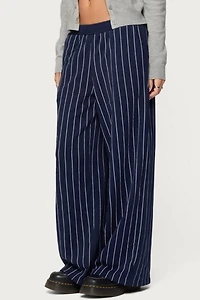 Edikted Mercer Pinstripe Wide Leg Sweatpants