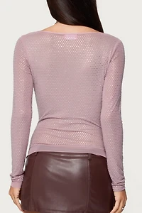 Edikted Marena Rhinestone Cowl Neck Top
