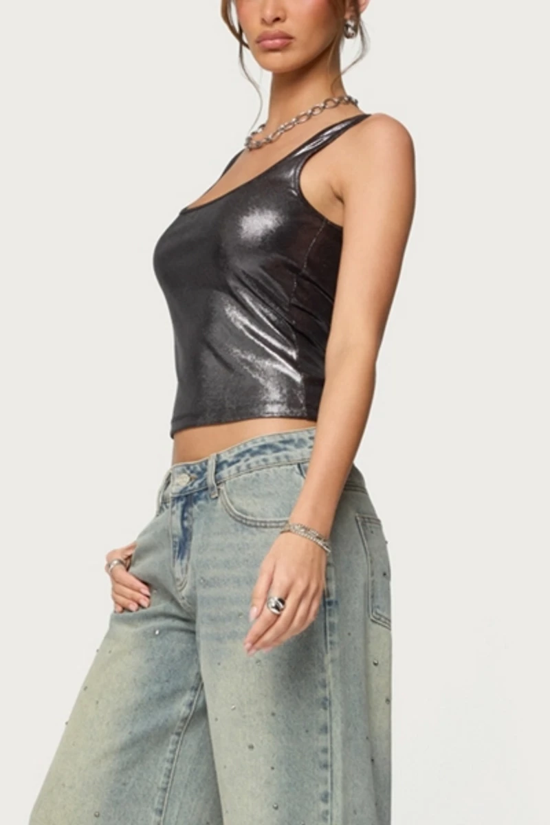 Edikted Laidie Metallic Tank Top