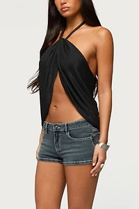 Edikted Stasia Sparkly Knit Split Front Top