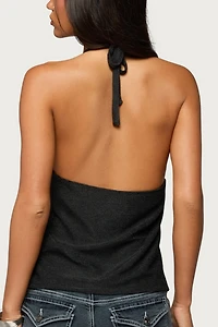 Edikted Stasia Sparkly Knit Split Front Top