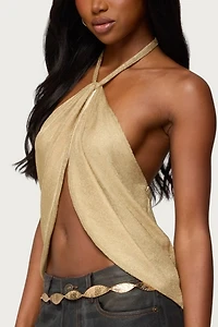 Edikted Stasia Sparkly Knit Split Front Top