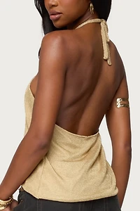 Edikted Stasia Sparkly Knit Split Front Top