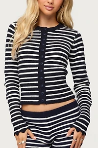 Edikted Soren Contrast Striped Knit Cardigan
