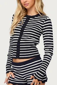 Edikted Soren Contrast Striped Knit Cardigan